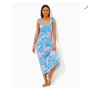 Lilly Pulitzer floral dress with tie straps perfect Easter Dress